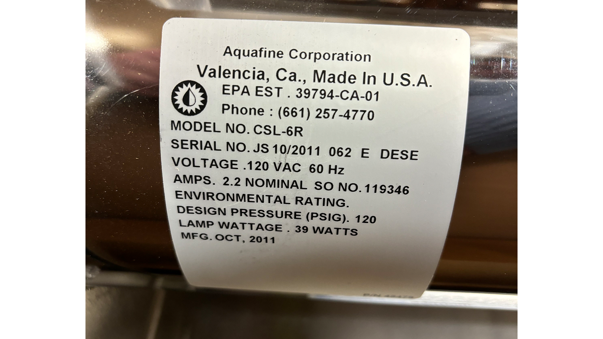 AQUAFINE CORPORATION CSL-6R